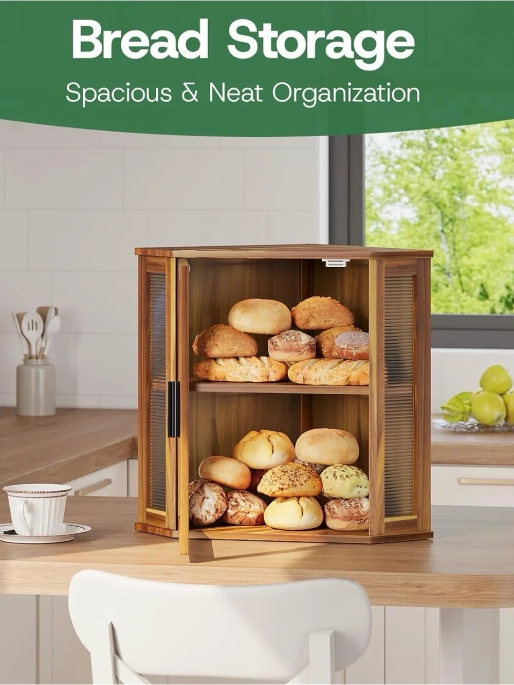 Wood Tone Corner Cabinet with Ribbed Glass Door